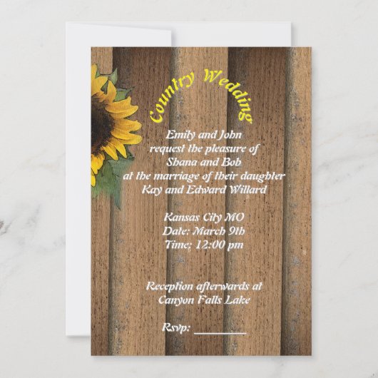 花嫁のイラスト付きのカントリーウェディング招待状 招待状 (正面)