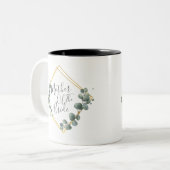 花嫁のエレガント母の水の色ユーカリ ツートーンマグカップ (正面左)