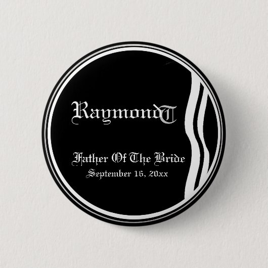 花嫁のカスタマイズ可能でクラシックな白黒の父 缶バッジ (正面)