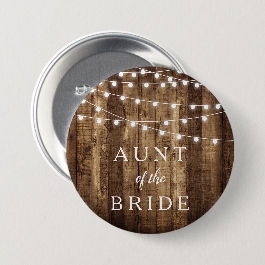 花嫁のギフトの素朴な木及び豆電球の叔母さん 缶バッジ (正面&裏面)