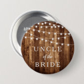 花嫁のギフトの素朴な木及び豆電球の叔父さん 缶バッジ (正面&裏面)