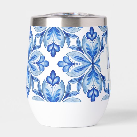 花嫁のギフトイタリアン青いタイルのモノグラム (正面)