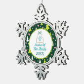 花嫁のクリスマスの結婚祝いの母 スノーフレークピューターオーナメント (右)