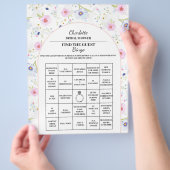 花嫁のゲスト向け ブライズシャワー ビンゴ フローラルを探す チラシ (手)
