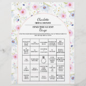 花嫁のゲスト向け ブライダルシャワー ビンゴ フローラルを探す チラシ (正面)