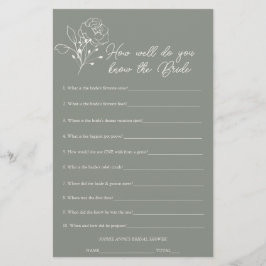 花嫁のゲームを知っているセージ・グリーンブライダルシャワー