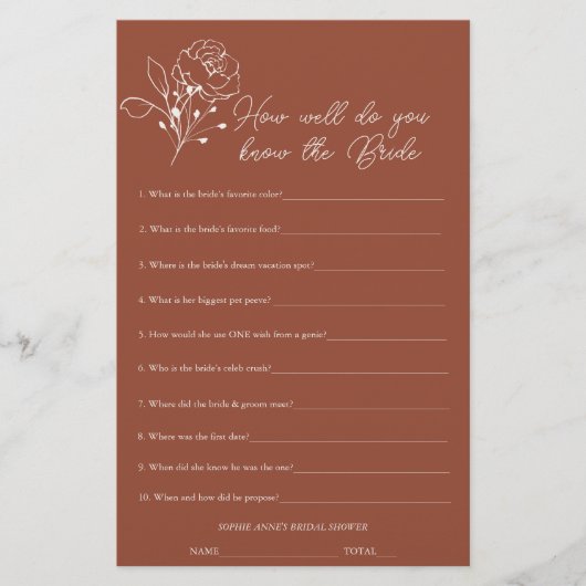 花嫁のゲームを知っているテラコッタブライダルシャワー (正面)