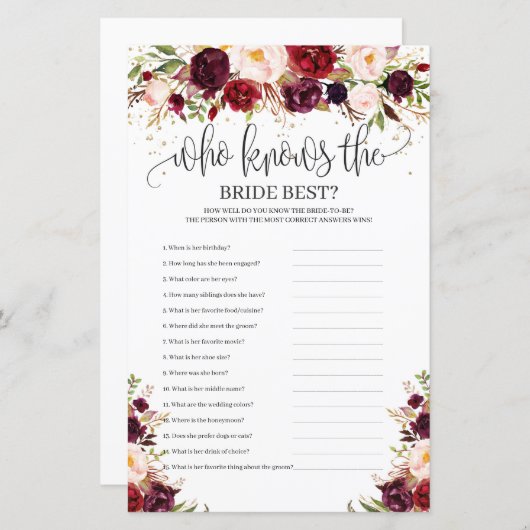 花嫁のゲームを知っているボホのロマン最高のティック (正面/裏面)