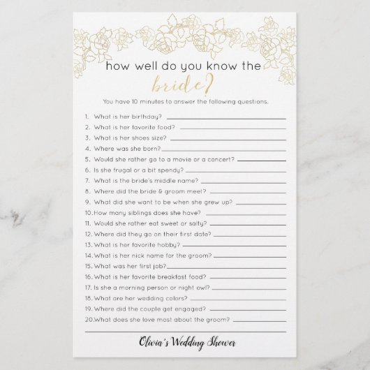 花嫁のゲームを知ってるか，ブライダルシャワー チラシ (正面)