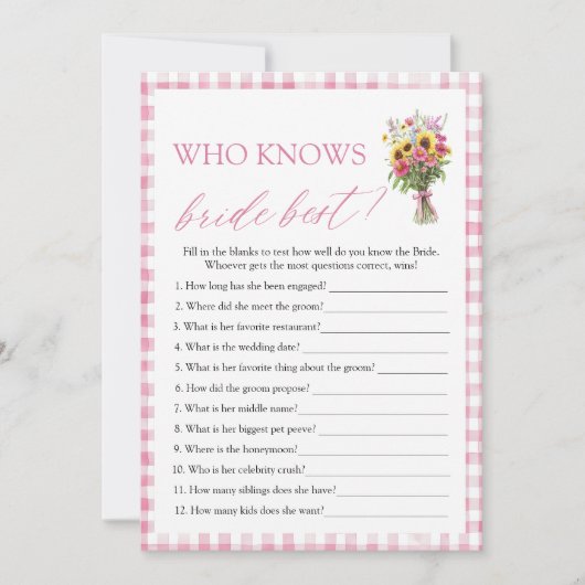 花嫁のゲームを知っ最高のたフローラ 招待状 (正面)