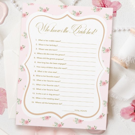 花嫁のゲームカードを知っているブライダルティー最高のパーティー 招待状