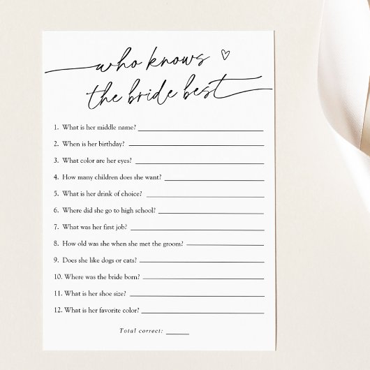 花嫁のゲームカードを知っているブライダル 招待状