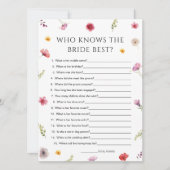 花嫁のゲームカードを知っているワイルドフラワーブライダルシャワー 招待状 (正面)