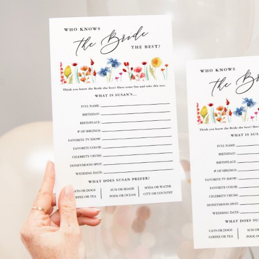 花嫁のゲームカードを知っているワイルドフラワー紙 チラシ