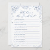 花嫁のゲームカードを知っている青いブライダルシャワー 招待状 (正面)