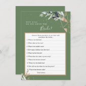 花嫁のゲームカードを知るオリーブ最高のの緑 招待状 (正面/裏面)