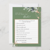 花嫁のゲームカードを知るオリーブ最高のの緑 招待状 (正面)