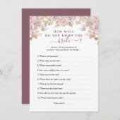 花嫁のゲームカードを知るピンク最高ののバラ 招待状 (正面/裏面)