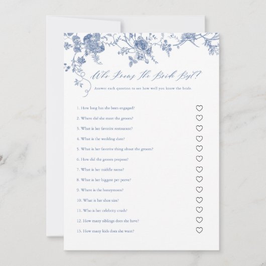 花嫁のゲームカードを知最高のっている青いフローラ 招待状 (正面)