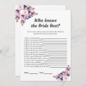 花嫁のゲームカードを知最高のるピンクフローラ 招待状 (正面/裏面)