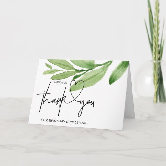 花嫁のサイドメイトへの感謝の贈り物 ウェディング カード (正面)