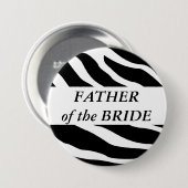 花嫁のシマウマの結婚式ボタンの父 缶バッジ (正面&裏面)