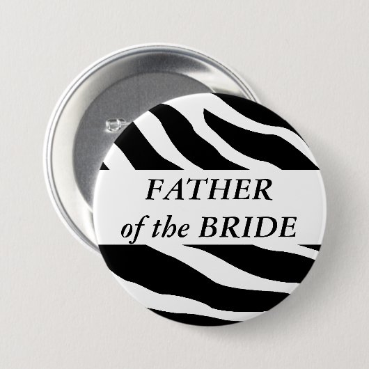 花嫁のシマウマの結婚式ボタンの父 缶バッジ (正面&裏面)