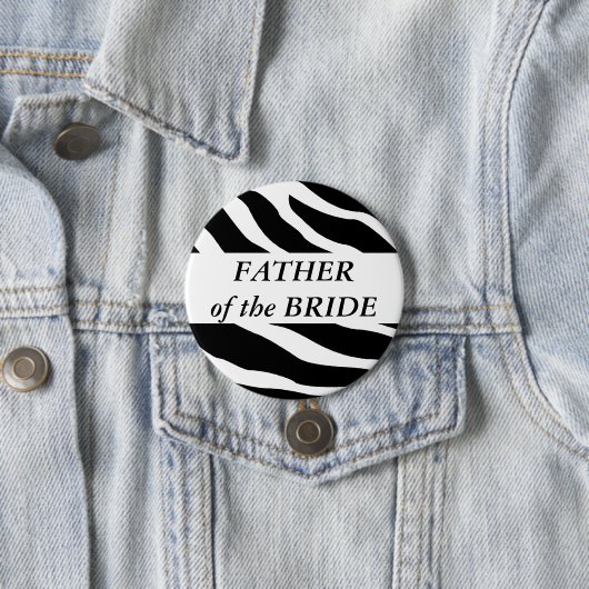 花嫁のシマウマの結婚式ボタンの父 缶バッジ (インサイチュ)