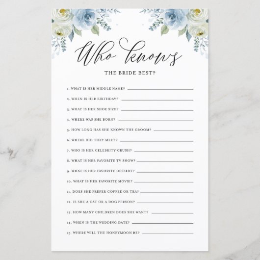 花嫁のシャワーを知っている最高のブルーフローラ (正面)