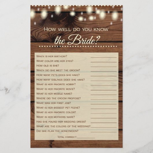 花嫁のシャワーゲームをど素朴うやって知る (正面)