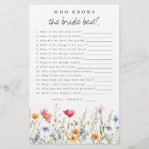 花嫁のシャワーゲームを知っ最高のている野の花