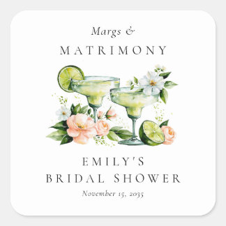 花嫁のシャワーパーティーのためのMargs+Matrimonyフラワーデザイン スクエアシール