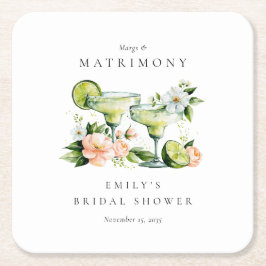 花嫁のシャワーパーティーのためのMargs+Matrimonyフラワーデザイン スクエアペーパーコースター