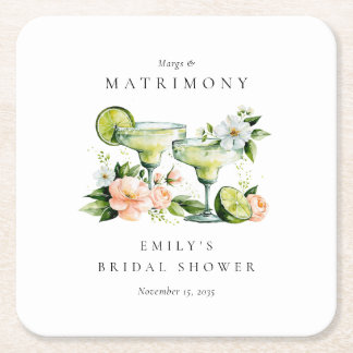 花嫁のシャワーパーティーのためのMargs+Matrimonyフラワーデザイン スクエアペーパーコースター