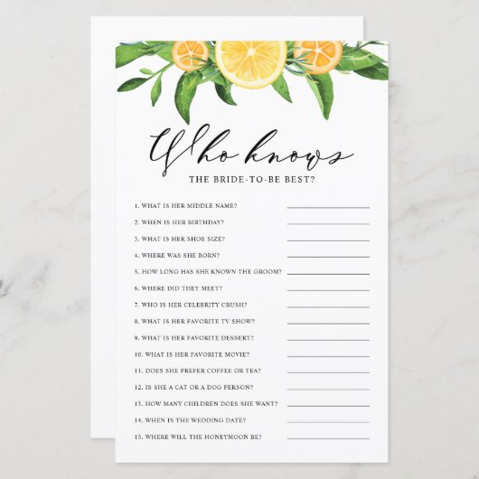 花嫁のシャワー最高のを知るレモン (正面/裏面)