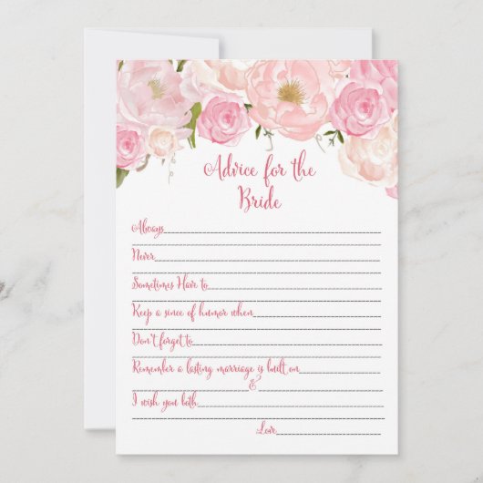 花嫁のシャワー アドバイス カード (正面)