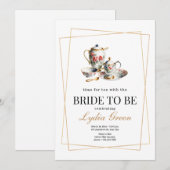 花嫁のシャワー・ティーパーティーの時間　花嫁と一緒にティータイム 招待状 (正面/裏面)