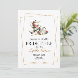 花嫁のシャワー・ティーパーティーの時間　花嫁と一緒にティータイム 招待状