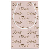 花嫁のショコラピンクゴールドエレガントなカリグラフィーパターン スモールペーパーバッグ (裏面)