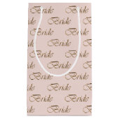 花嫁のショコラピンクゴールドエレガントなカリグラフィーパターン スモールペーパーバッグ (正面)