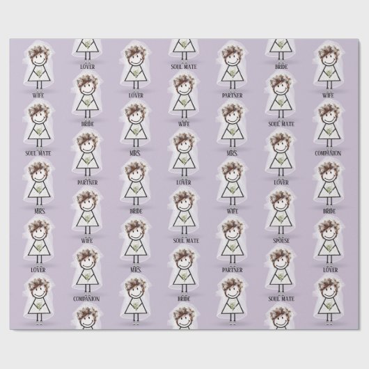 花嫁のスティックガール イン スニーカーとブーケ ラッピングペーパー (フラット)