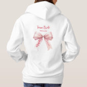 花嫁のチーム ピンクの蝶ネクタイTシャツ パーカ (裏面)