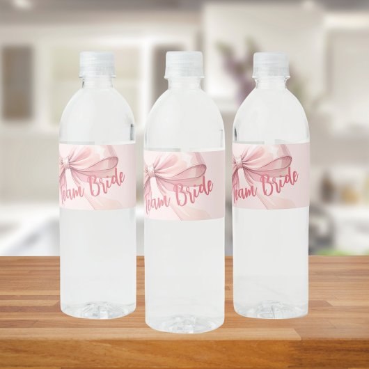花嫁のチーム ピンクの蝶結び ペットボトルラベル