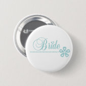 花嫁のティール（緑がかった色）の優雅 缶バッジ (正面&裏面)