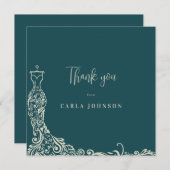 花嫁のドレスの結婚式前パーティー サンキューカード (正面/裏面)