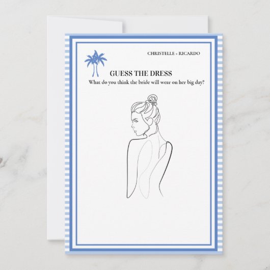 花嫁のドレスブライダルシャワーゲームカードを推測 招待状 (正面)