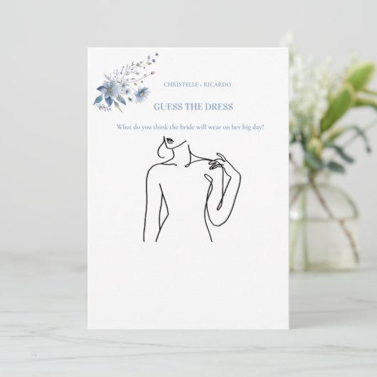 花嫁のドレスブライダルシャワーゲームカードを推測 招待状 (スタンド正面)