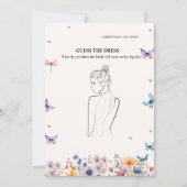 花嫁のドレスブライダルシャワーゲームカードを推測 招待状 (正面)