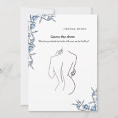 花嫁のドレスブライダルシャワーゲームカードを推測 招待状 (正面)