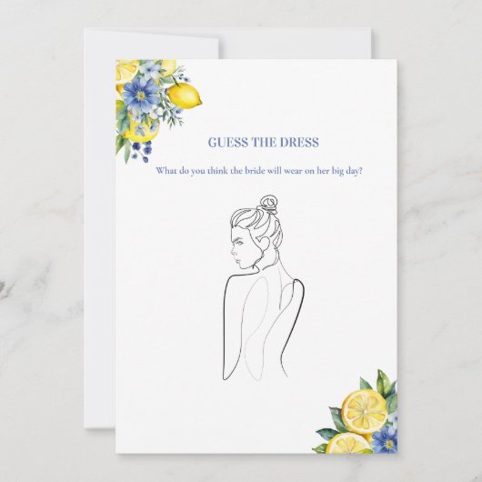 花嫁のドレスブライダルシャワーゲームカードを推測 招待状 (正面)